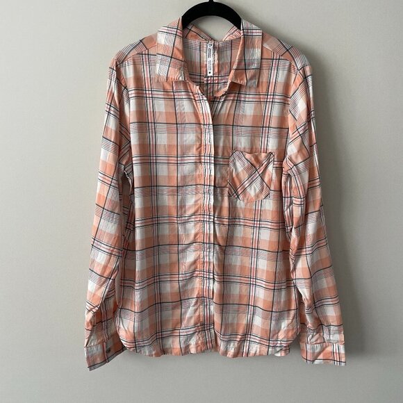 Kuhl Hadley Long Sleeve Shirt Peach Plaid Womens Medium - Picture 2 of 7